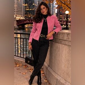 Hal Rubenstein Genuine Leather Pink Jacket – Size M